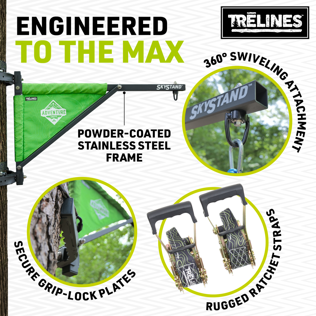 Promotional image of a Treelines sky stand with features highlighted.