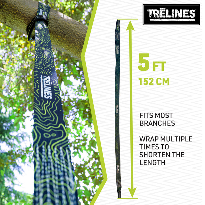 Tree swing hanging strap with measurement details 