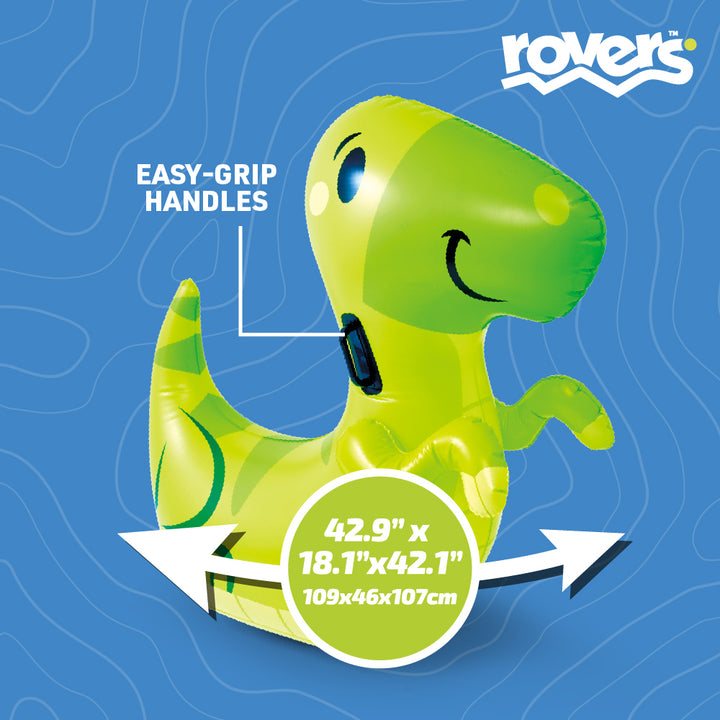 Green inflatable rovers dinosaur bounce toy with easy-grip handles 