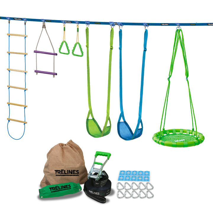 Deluxe Swing & Climb Bundle - Swingset Gymnastics + Rope Ladder + 24" Saucer Swing