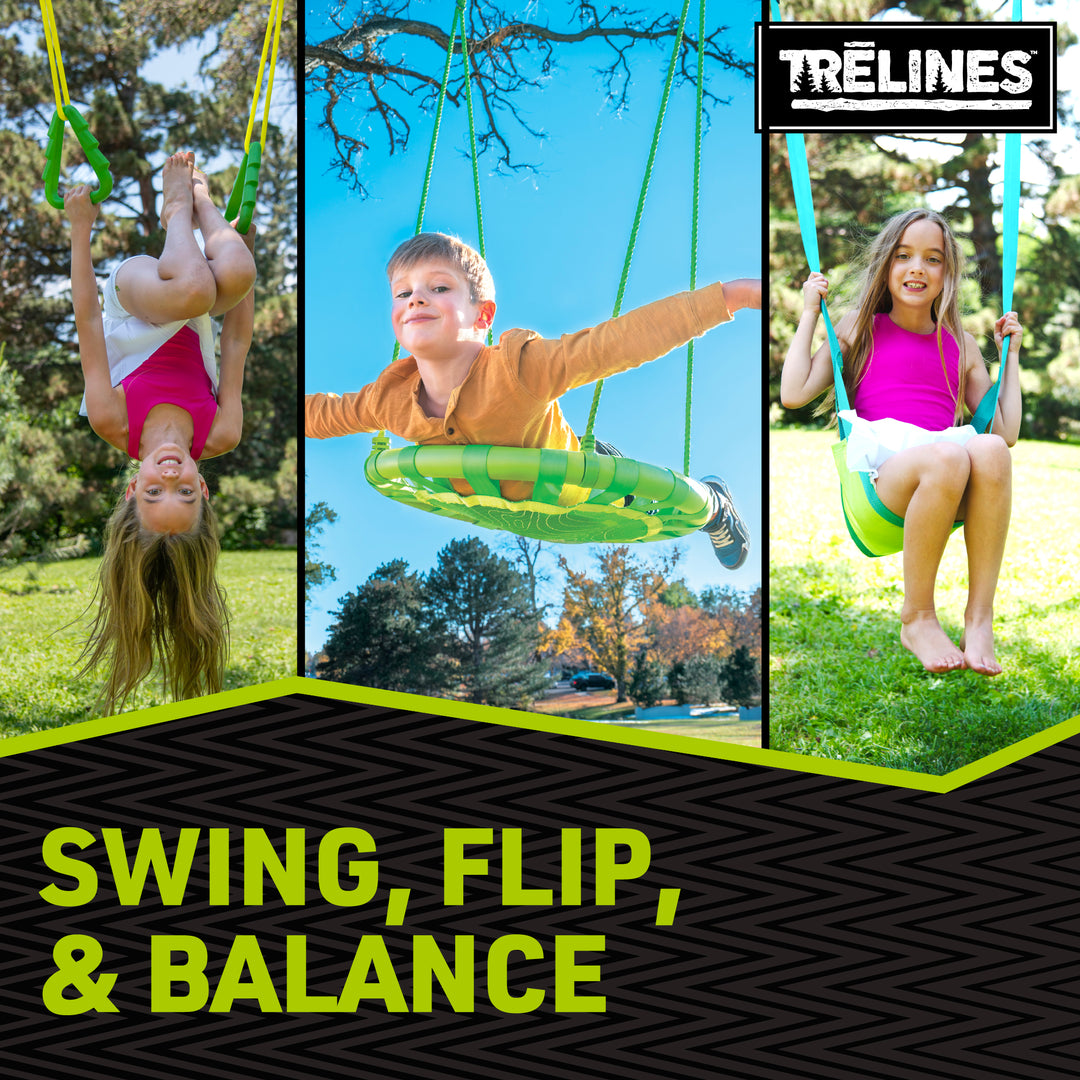 Deluxe Swing & Climb Bundle - Swingset Gymnastics + Rope Ladder + 24" Saucer Swing