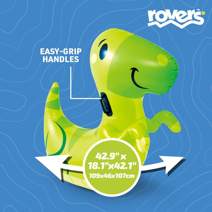 Green inflatable rovers dinosaur bounce toy with easy-grip handles 