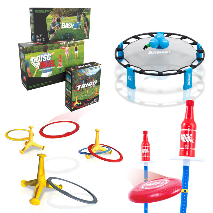 Beach Bash Bundle: Trigo Ring Toss, Bash-Net Roundnet, Disc Duel