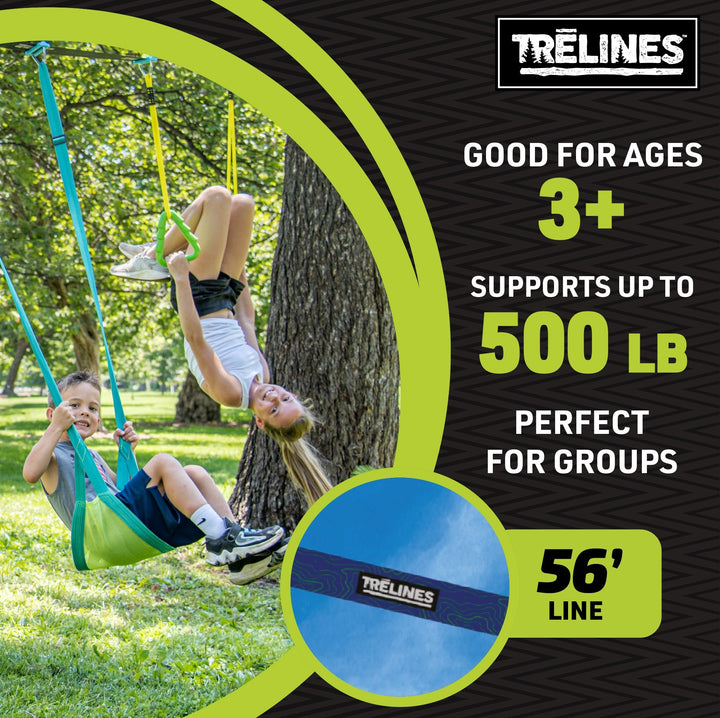 Combo Ninja Swingset 56 ft. - Swing Adventure Line and Ninja Adventure Line 2 in 1