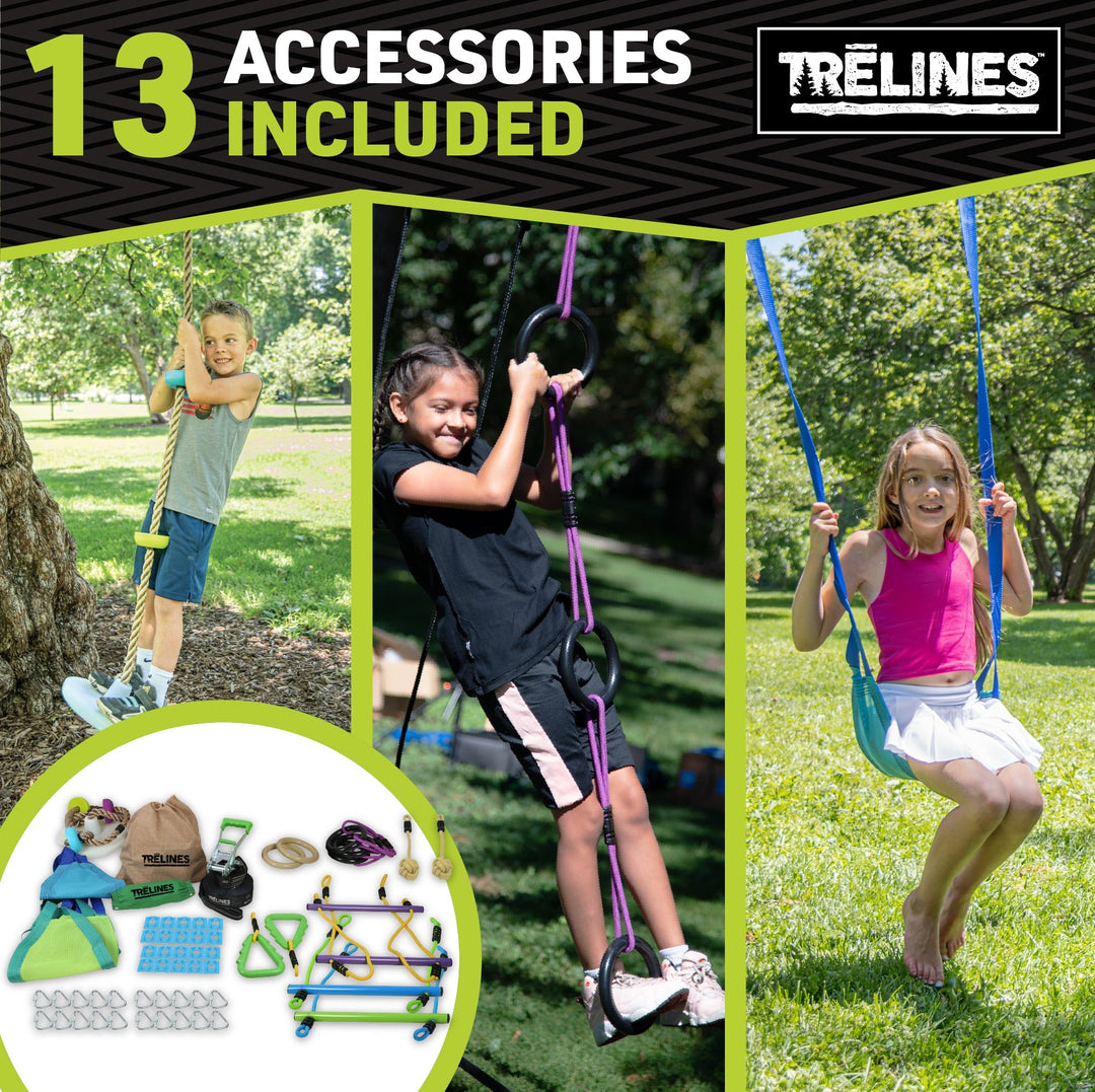 Combo Ninja Swingset 56 ft. - Swing Adventure Line and Ninja Adventure Line 2 in 1