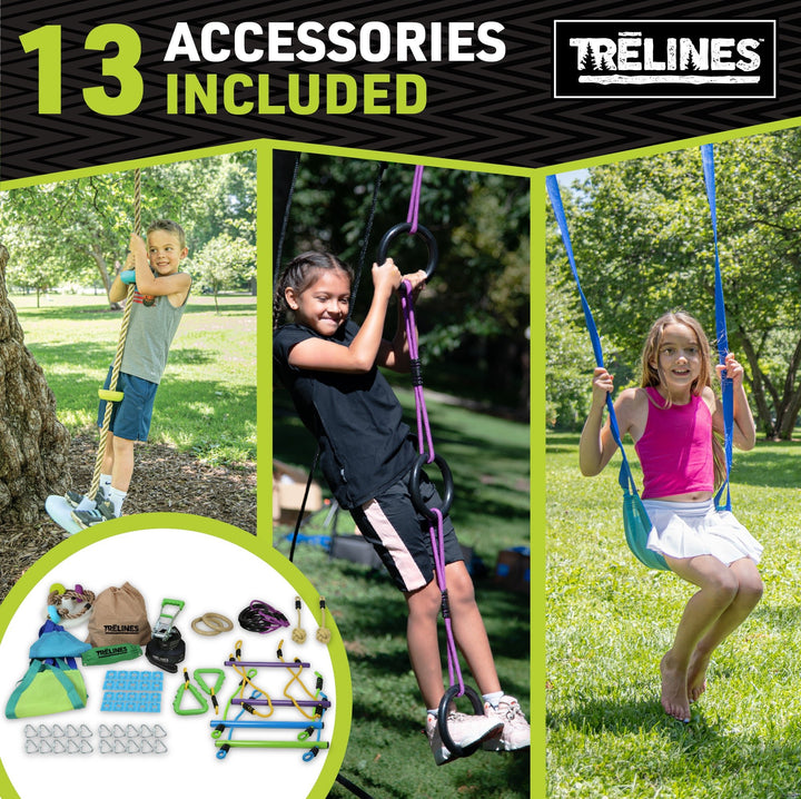 Combo Ninja Swingset 56 ft. - Swing Adventure Line and Ninja Adventure Line 2 in 1