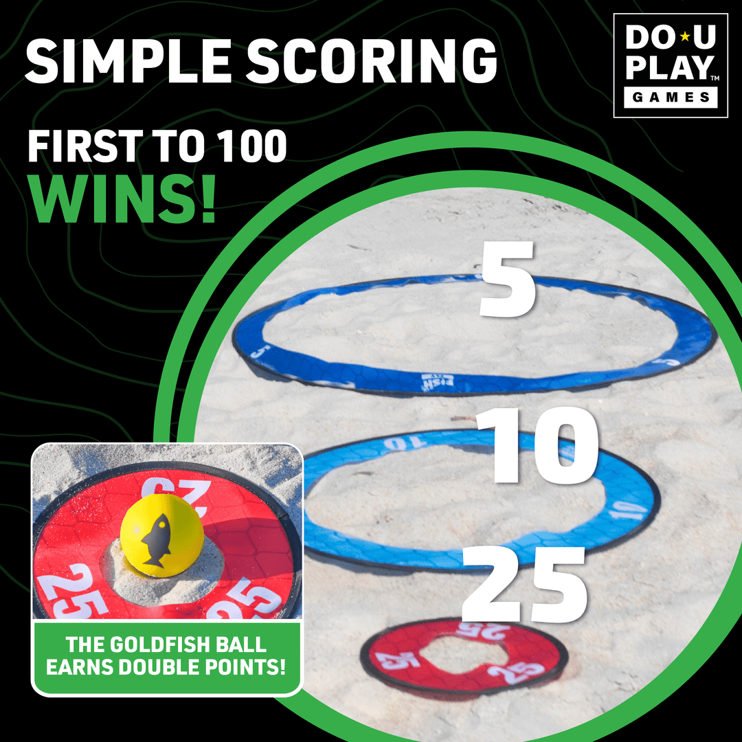 Close-up of Fish Fly game ramps and net targets for scoring points