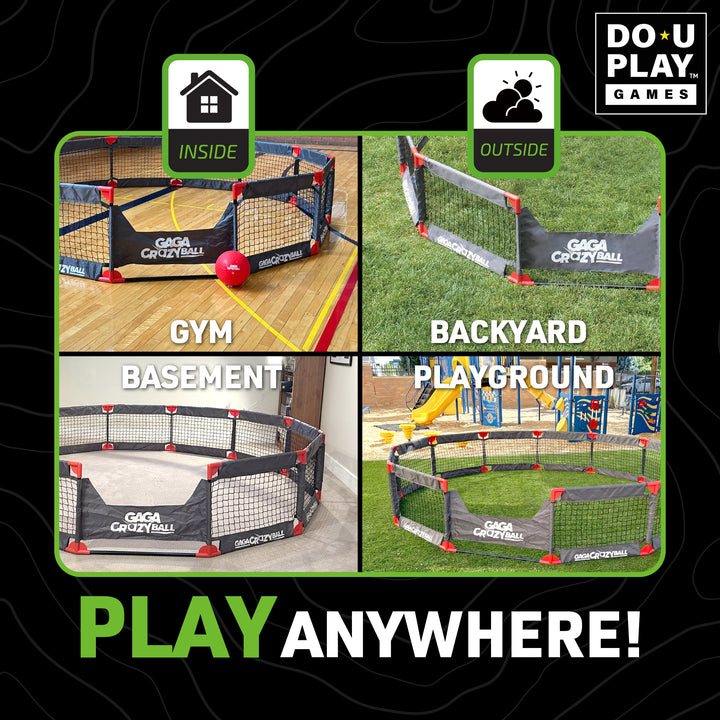 gaga crazy ball set up in a gym backyard basement or playground