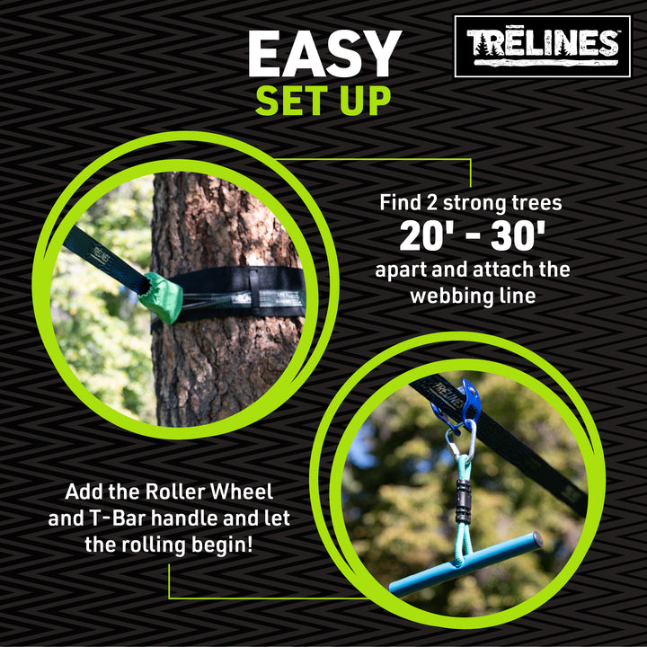 slackline zipline 20 to 30 ft length 