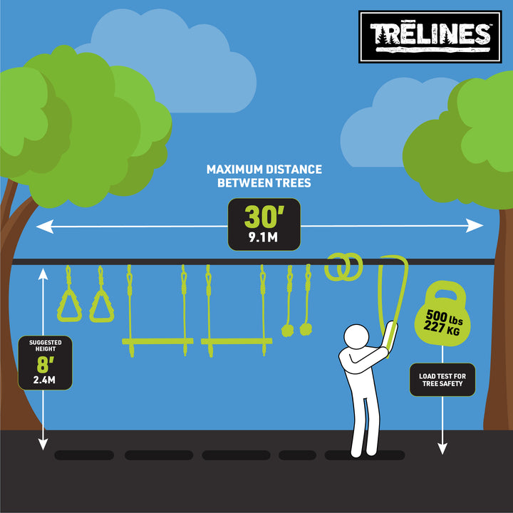 trelines ninja adventure course holds 500 lbs